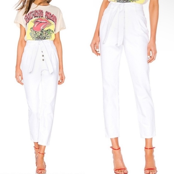 GRLFRND Daphne Super High-Rise Paperbag Pant, White - Picture 2 of 5